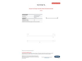 Specification Sheet - Sussex Pure Single Towel Rail 780mm Brushed Gunmetal