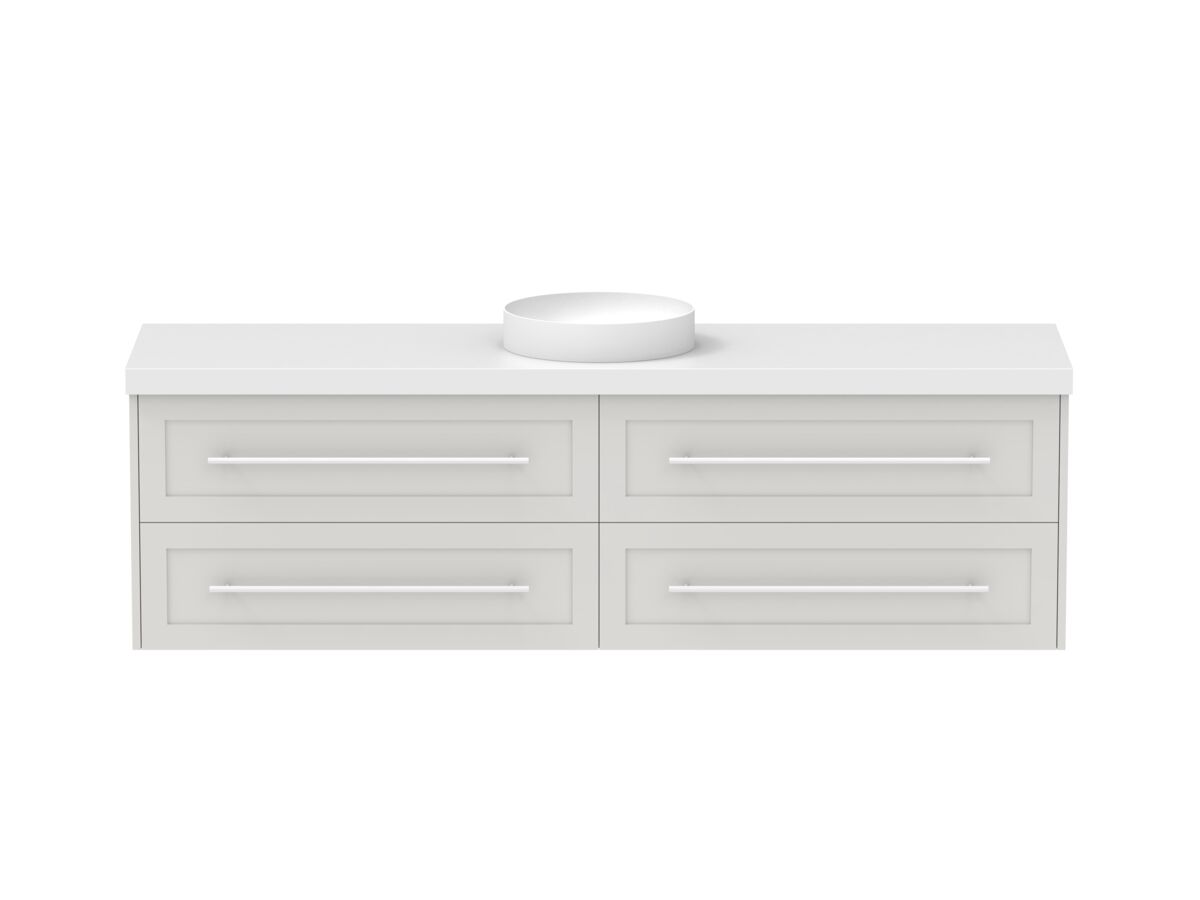 Hero - Kado Lux 1800mm All Drawer Wall Hung Vanity Unit 4 Drawers Single Bowl Vanity 50mm Top