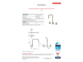 Specification Sheet - Scala Wall Sink Set Square PVD Brushed Nickel (3 Star) Lead Free