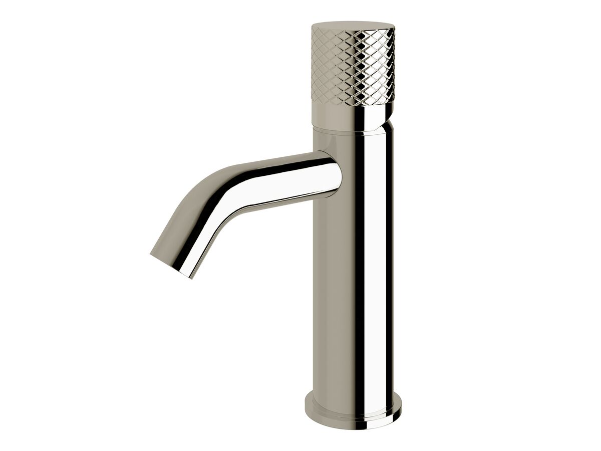 Sussex Pure Basin Mixer Tap Curved Spout with Diamond Textured Handle Chrome (5 Star)