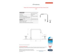 Specification Sheet - Phoenix Gen X Outlet Hob Sink Set Square Swivel Spout Chrome (3 Star)
