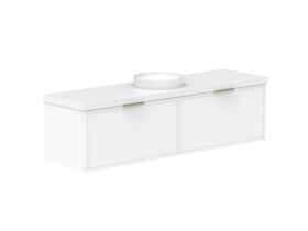 Supporting Image - Kado Lux Slim All Drawer 1800mm Wall Hung Vanity with Centre Basin 50mm Top Matte White