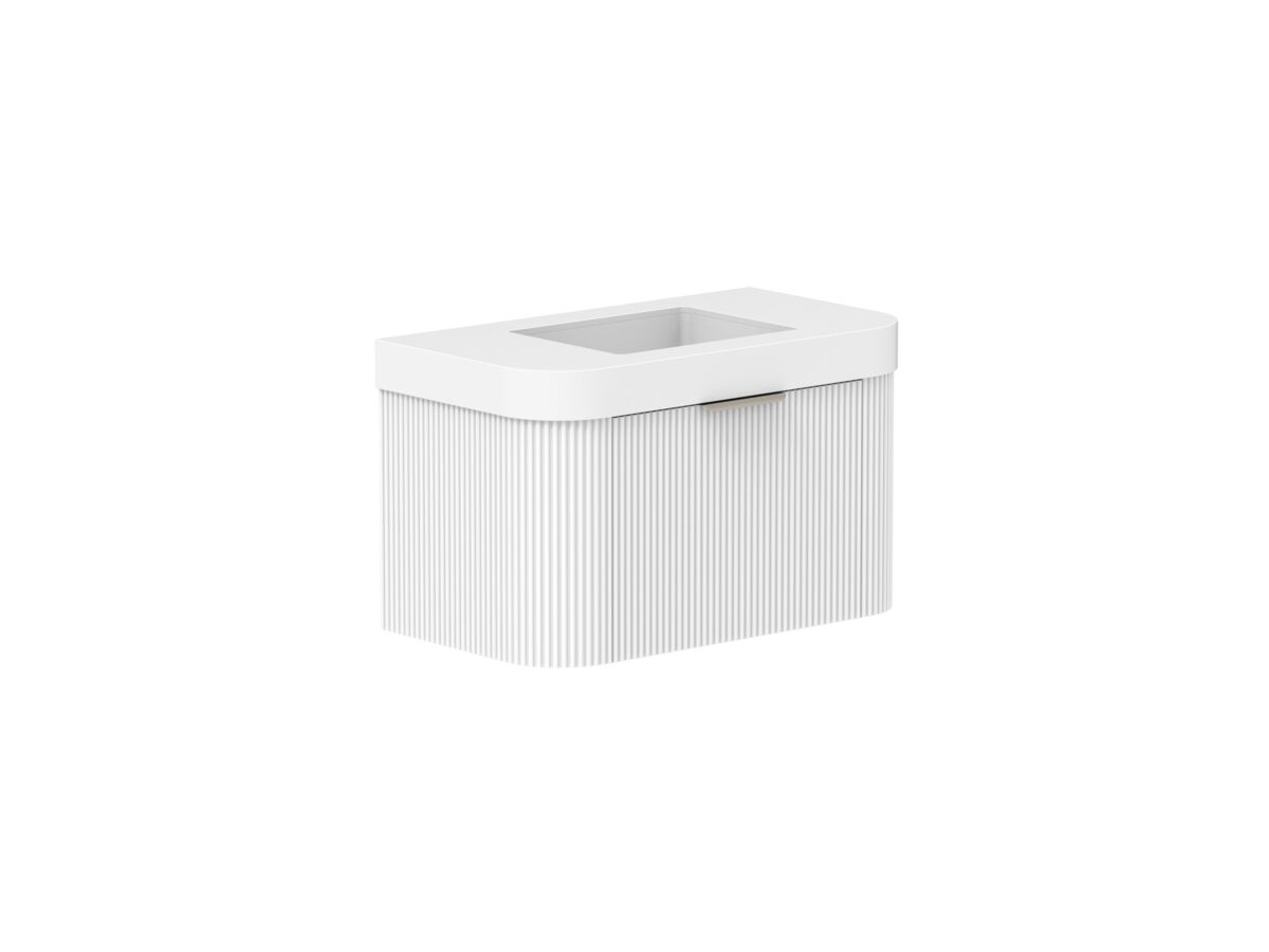 Supporting Image 2- Kado Neue Fluted Double Curve All Drawer 900mm Wall Hung Vanity with Centre Basin Durasein 90mm Top Ultra White