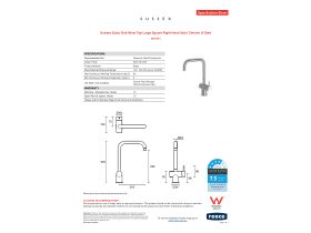 Specification Sheet - Sussex Scala Sink Mixer Tap Large Square Right Hand Satin Chrome (4 Star)