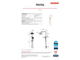 Specification Sheet - Mizu Drift Twin Rail Shower 250mm ABS Overhead with Top Rail Water Inlet Brushed Bronze (5 Star)