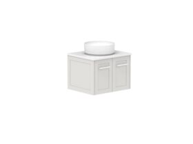 Supporting Image - Kado Lux All Door 600mm Wall Hung Vanity Centre Basin 20mm - Feather Grey - Angle