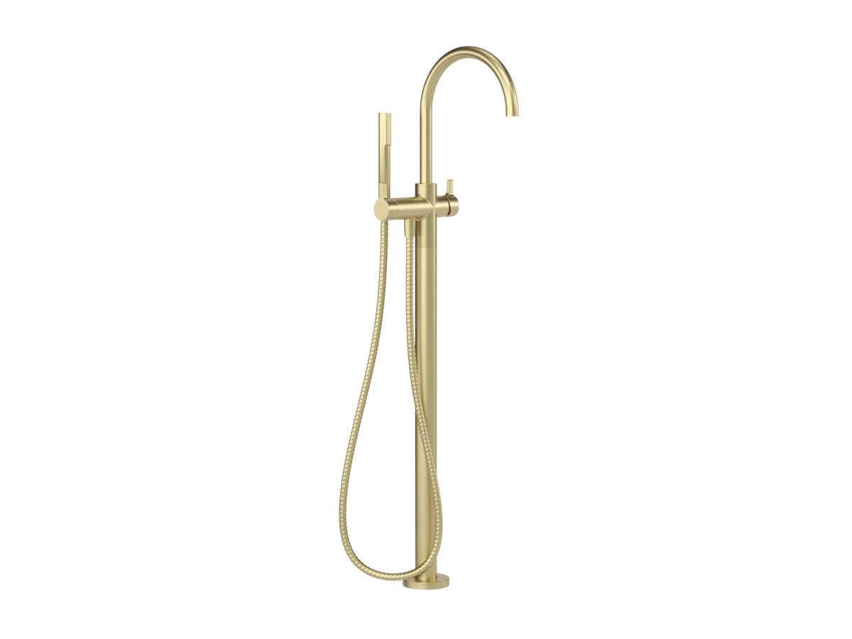 Hero - Faucet Strommen Vara Fin Floor Mounted Bath Mixer with Handshower Kit Brushed Admiralty Brass (3 Star)