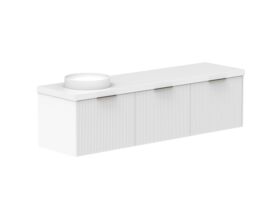 Supporting Image 2- Kado Neue Fluted Square All Drawer 1800mm Wall Hung Vanity with Left Hand Basin 50mm Top Ultra White