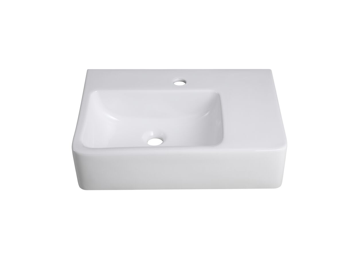 Wolfen Wall Basin Right Hand Shelf 565 x 395 x 145mm 1 Taphole White