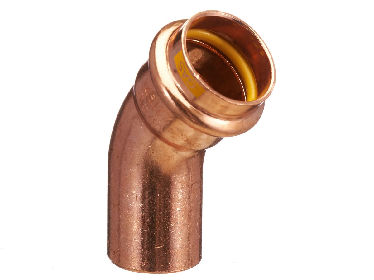 >B< Press Gas Elbow Male & Female 45 Degree x 25mm