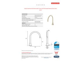 Specification Sheet - Sussex Scala Hob Sink Swivel Outlet Curved LUX PVD Brushed Platinum Gold (3 Star)