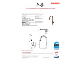 Specification Sheet - Milli Oria Sink Mixer Pull Out Spray Brushed Bronze PVD (5 Star) Lead Free