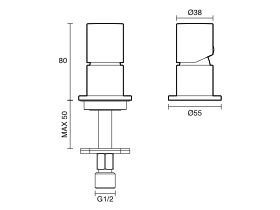 Technical Drawing - Mizu Drift Dial Hob Mixer Lead Free