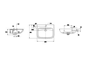 Wolfen Wall Basin with Overflow 1 Taphole 600 x 480