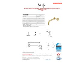 Specification Sheet - Milli Pure Progressive Wall Basin Mixer Tap System 250mm with Linear Textured Handle PVD Brushed Gold (3 Star)