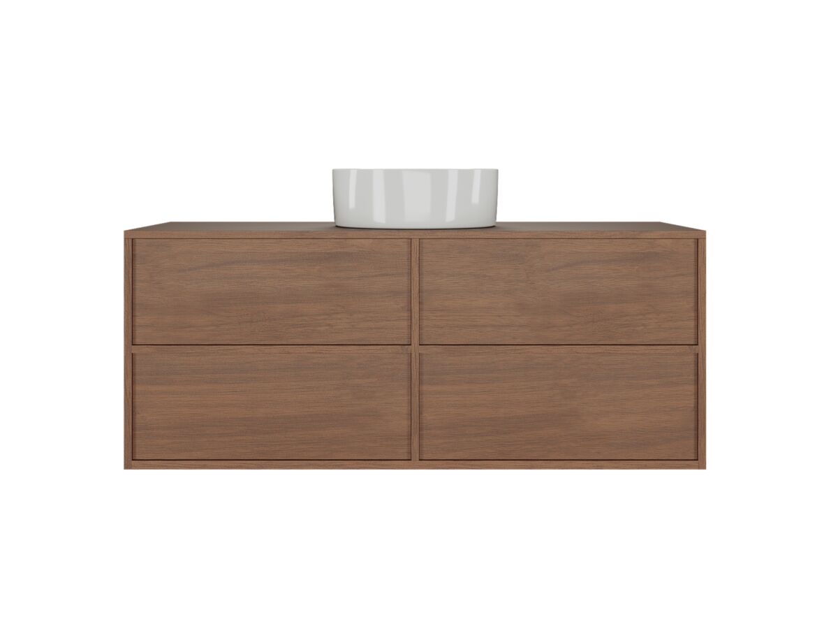 Supporting Image - Kado Aspect 1200mm Wall Hung Vanity Unit Timber Top - Florentine Walnut