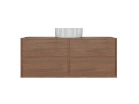 Supporting Image - Kado Aspect 1200mm Wall Hung Vanity Unit Timber Top - Florentine Walnut