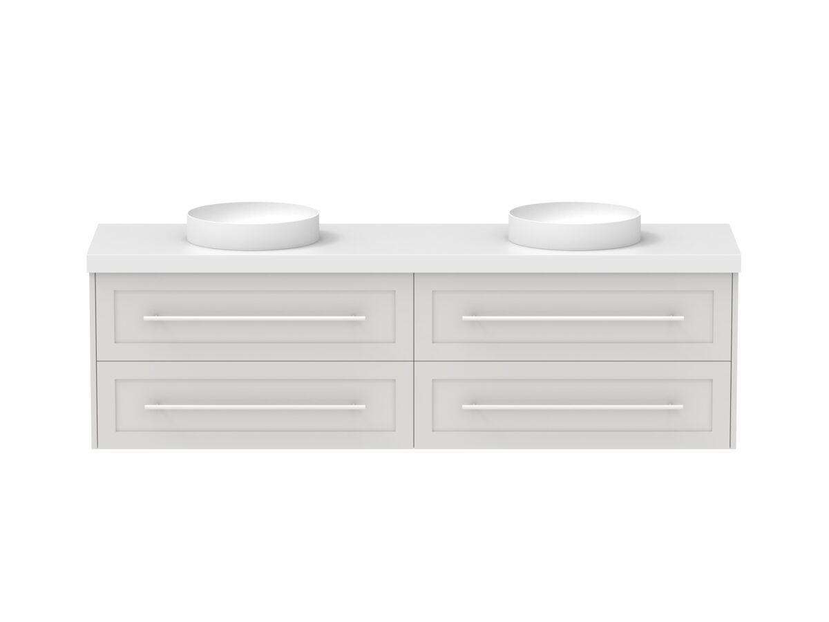 Hero - Kado Lux 1800mm All Drawer Wall Hung Vanity Unit 4 Drawers Double Bowl Vanity 50mm Top