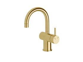 Sussex Scala Basin / Sink Mixer Tap Small Curved Spout Right Hand LUX PVD Brushed Pure Gold (4 Star)