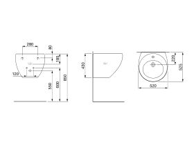 Alessi One Wall Basin 520mm x 525mm 1 Tap Hole White