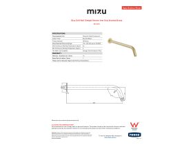 Specification Sheet - Mizu Drift Wall Straight Shower Arm Only Brushed Brass