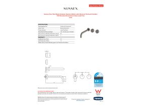 Specification Sheet - Sussex Pure Wall Basin Hostess System 250mm with Diamond Textured Handles PVD Brushed Gunmetal (3 Star) Lead Free