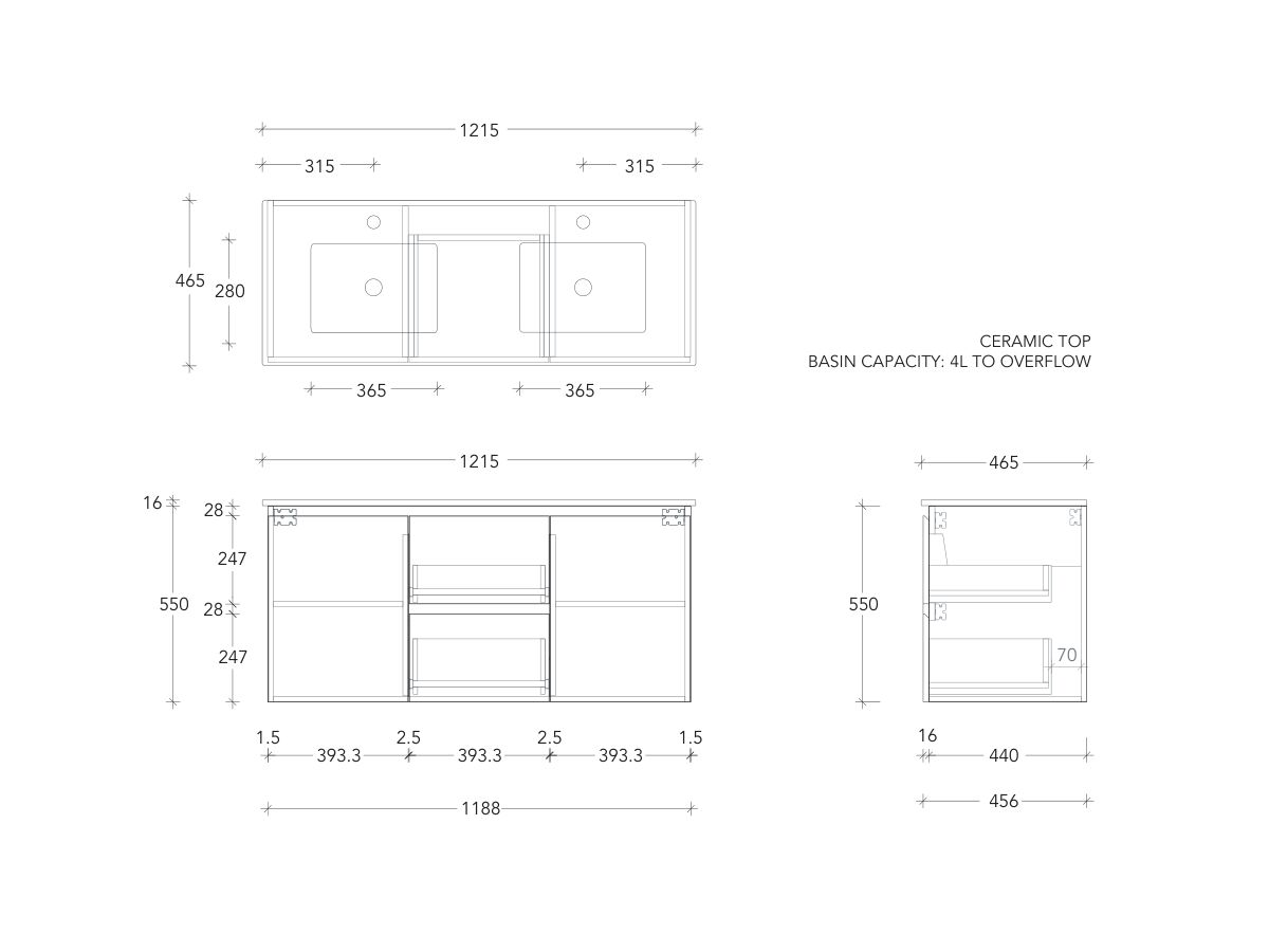 Posh Domaine Conventional 1200 Double Wall Hung Ceramic