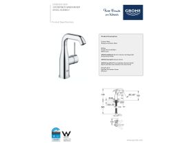 Technical Guide - GROHE Essence New Gooseneck Basin Mixer Tap Chrome (5 Star) Lead Free