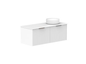 Supporting Image 2- Kado Neue Fluted Square All Drawer 1200mm Wall Hung Vanity with Right Hand Basin 20mm Top Ultra White