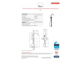 Specification Sheet - Faucet Strommen Vara Fin Floor Mounted Bath Mixer with Handshower Kit Matte Black (3 Star)