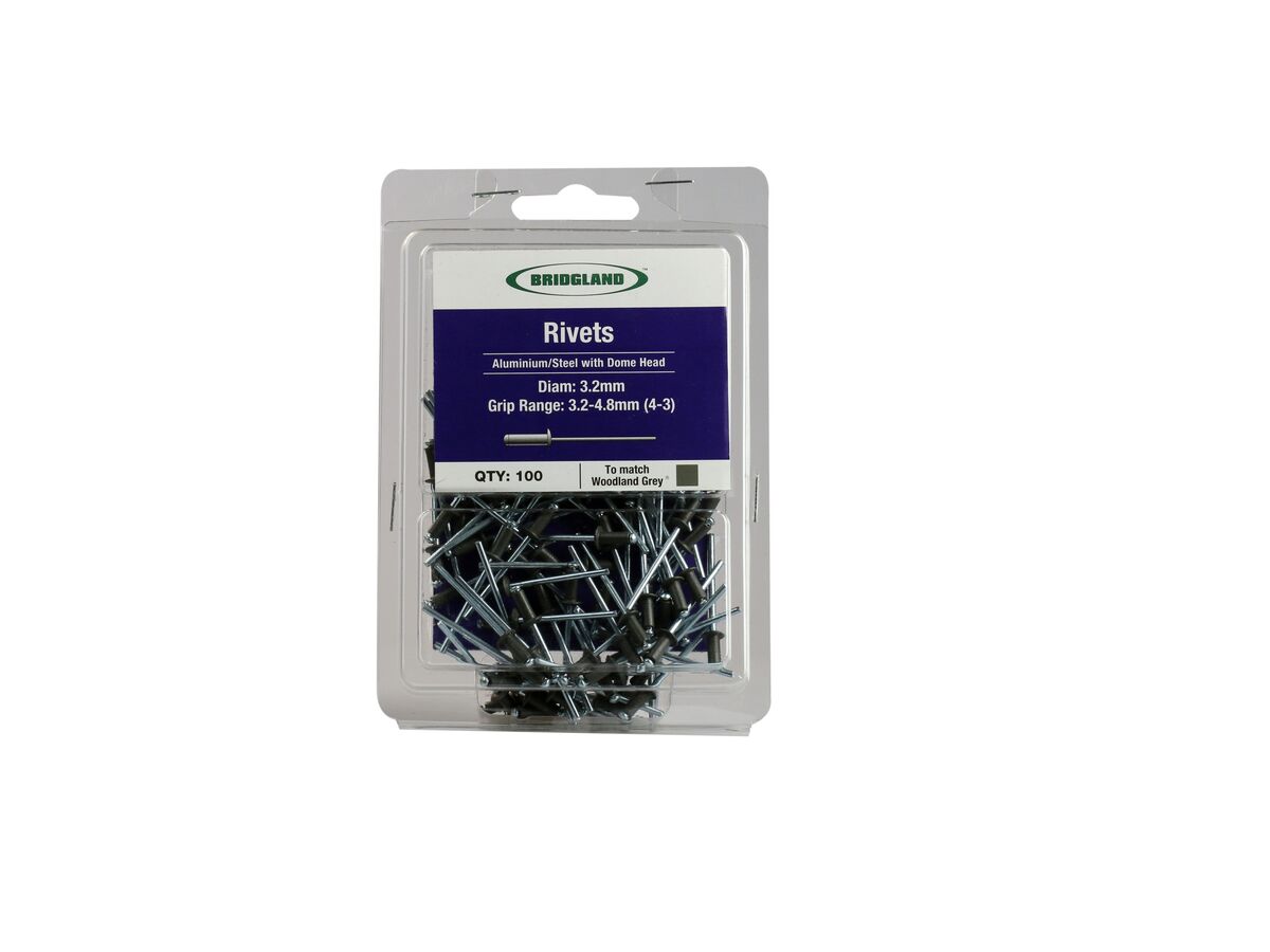 Bridgland Rivet Coloured/Steel 3.2mm (4-3) Woodland Grey (100)