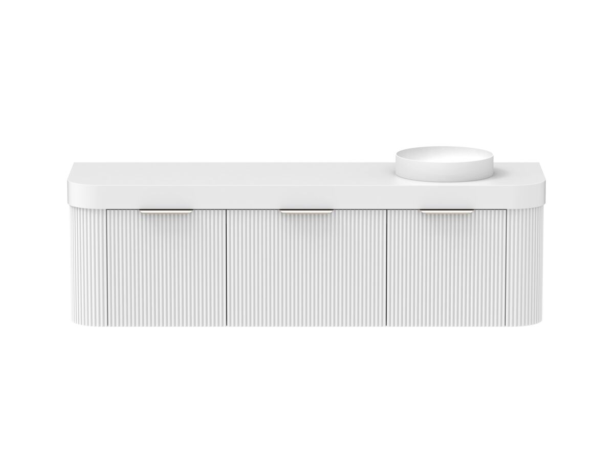 Supporting Image - Kado Neue Fluted Double Curve All Drawer 1800mm Wall Hung Vanity with Right Hand Basin Durasein 90mm Top Ultra White