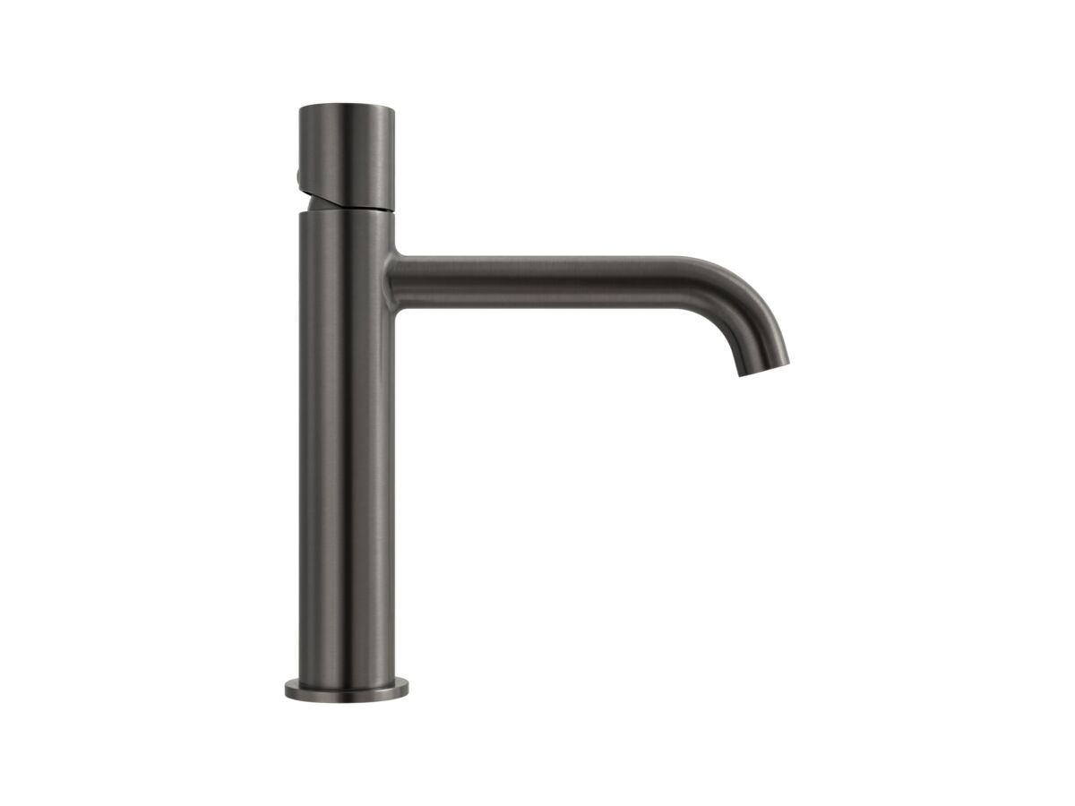 Supporting Image 1 - Mizu Drift Dial Medium Height Basin Mixer Curved Spout Brushed Gunmetal (6 Star) Lead Free