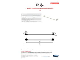 Specification Sheet - Milli Marq Edit Single Towel Rail 800mm Brushed Nickel