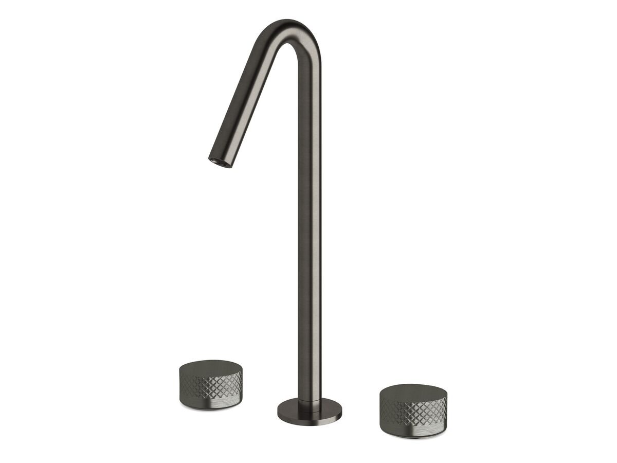 Sussex Pure Vessel Basin Set with Diamond Textured Handles PVD Brushed Gunmetal (5 Star)