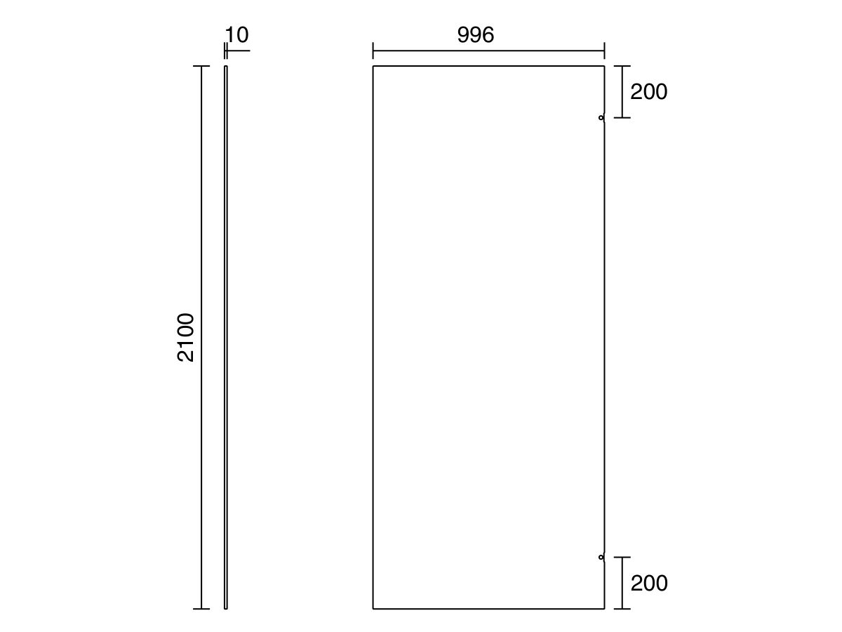 Technical Drawing - Kado Lux Frameless Return Panel 900mm