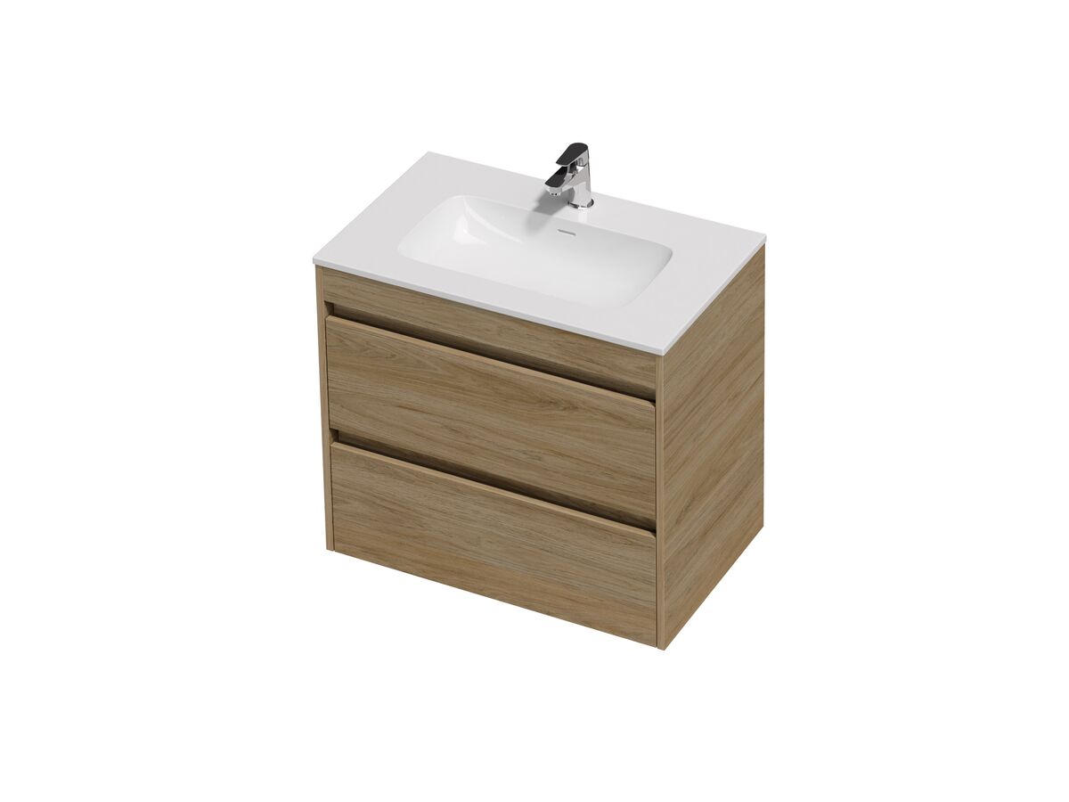 Hero - Posh Domaine Twin 750 2 Drawer Wall Hung Vanity Colour Console Top Gloss White Mineral Cast