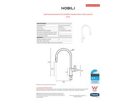 Specification Sheet - Nobili Flag Gooseneck Pull Out Sink Mixer Tap Matte White (4 Star) Lead Free