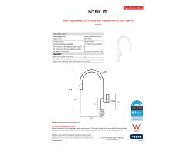 Specification Sheet - Nobili Flag Gooseneck Pull Out Sink Mixer Tap Matte White (5 Star) Lead Free