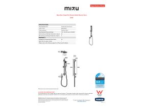 Specification Sheet - Mizu Bloc Single Rail Shower Matte Black (3 Star)