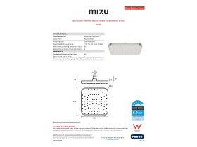 Specification Sheet - Mizu Soothe Overhead Shower 200 Brushed Nickel (5 Star)