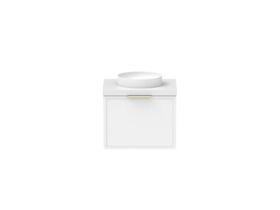 Supporting Image - Kado Lux Slim All Drawer 600mm Wall Hung Vanity with Centre Basin 50mm Top Matte White