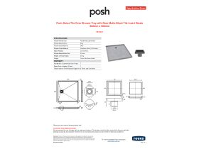 Specification Sheet - Posh Solus Tile Over Shower Tray with Rear Matte Black Tile Insert Waste 900mm x 900mm