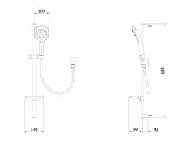 American Standard Cygnet Single Rail Shower Square Chrome (3 Star)
