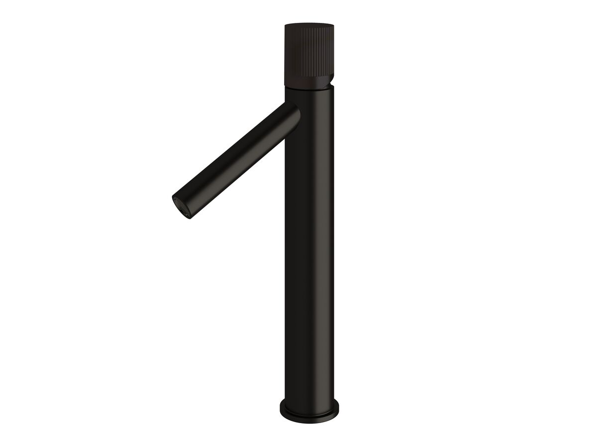 Sussex Pure Extended Basin Mixer Tap with Linear Textured Handle PVD Matte Black (6 Star)