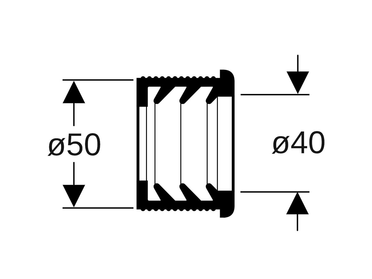 Geberit Rubber Trap Adaptor 56mm x 40mm