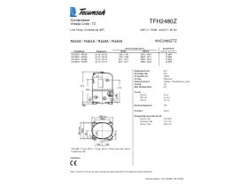 Technical Specifications - Tecumseh Compressor 2HP R404 LBP TFH2480Z-V
