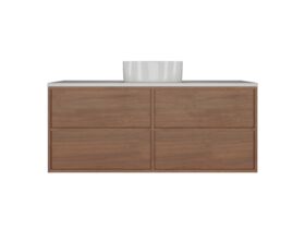 Supporting Image - Kado Aspect Wall Hung Vanity Unit 1200mm 4 Drawer Corian 20mm Top - Florentine Walnut