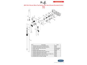 Component Listing - Milli Etch Shower Mixer Tap System with Hand Shower Brushed Gold (3 Star)