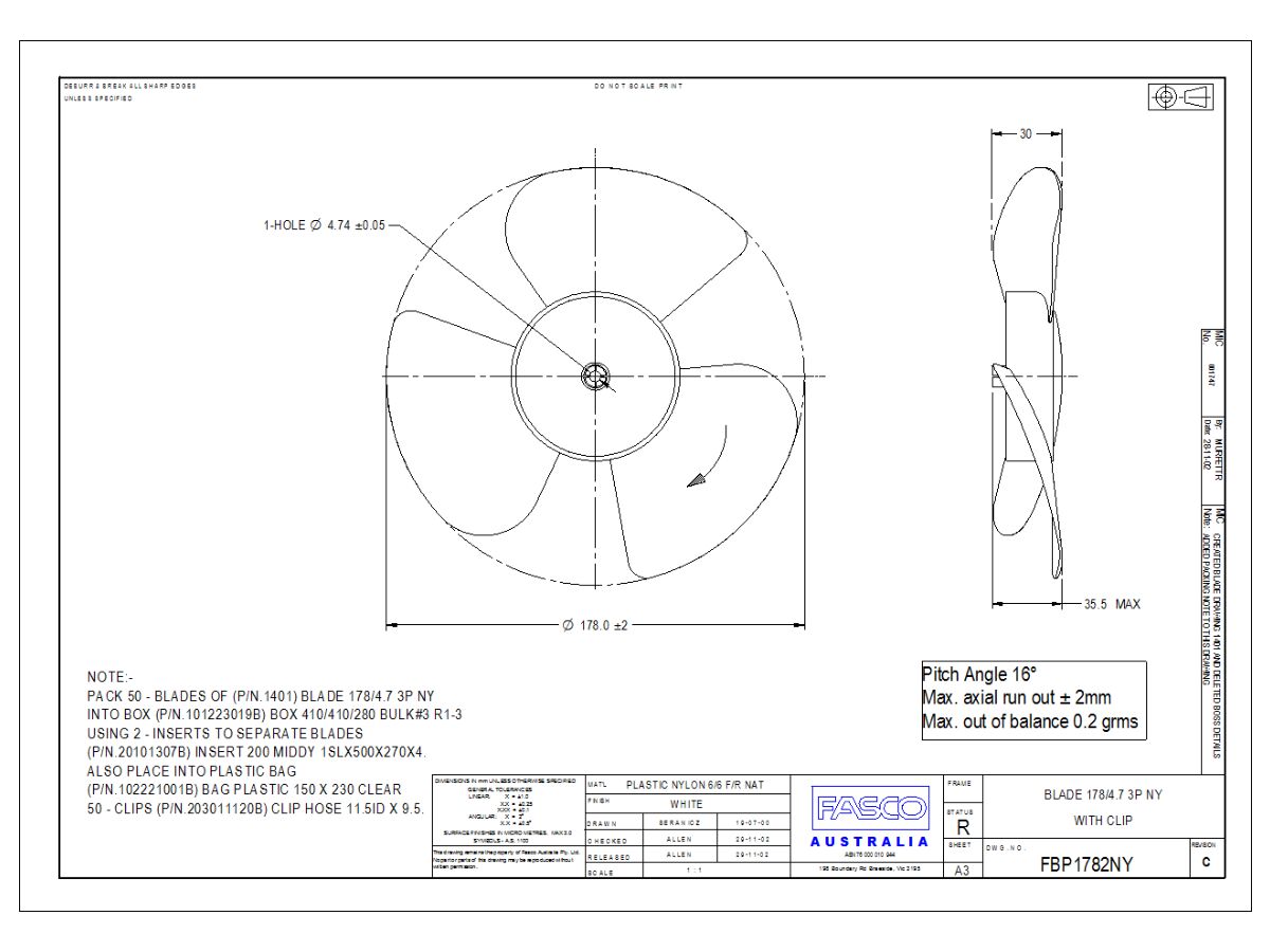 Fan Blade Suit MA58 Assembly Blow